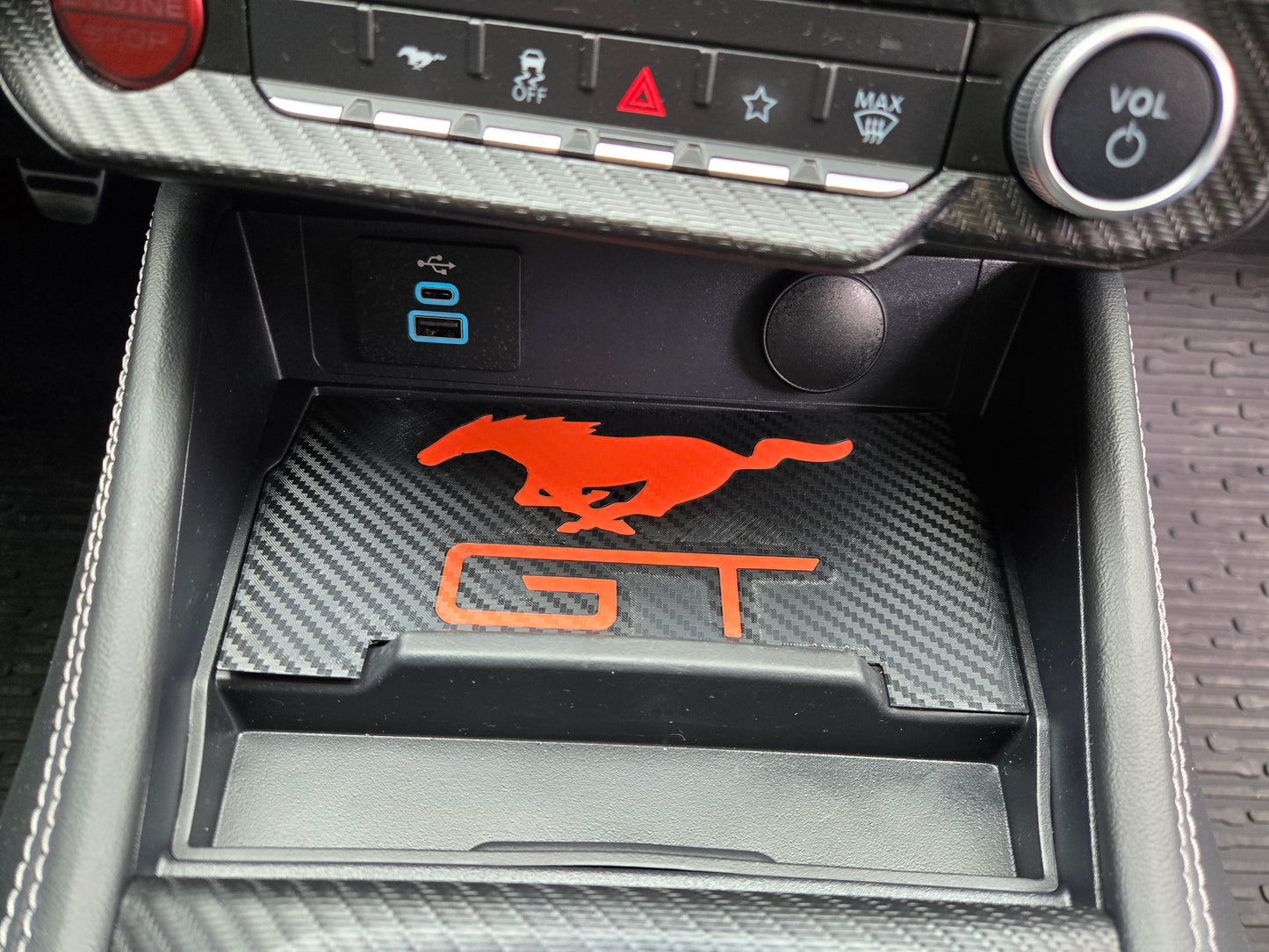 Ford 2024+ Dash Cubby Pad for Wireless Charger- Mustang and GT Logo