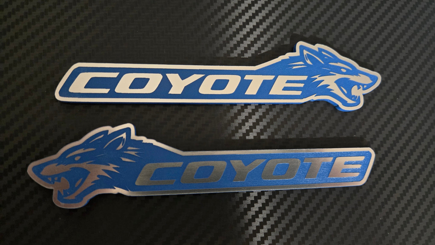 Brushed Metal Coyote Badges – Mustang 5.0 (Set of 2)