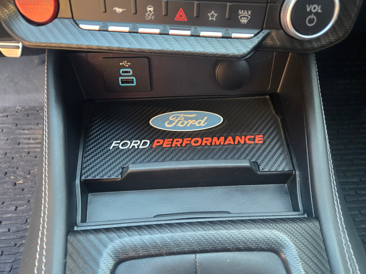 Ford 2024+ Dash Cubby Pad for Wireless Charger- Ford Performance Logo
