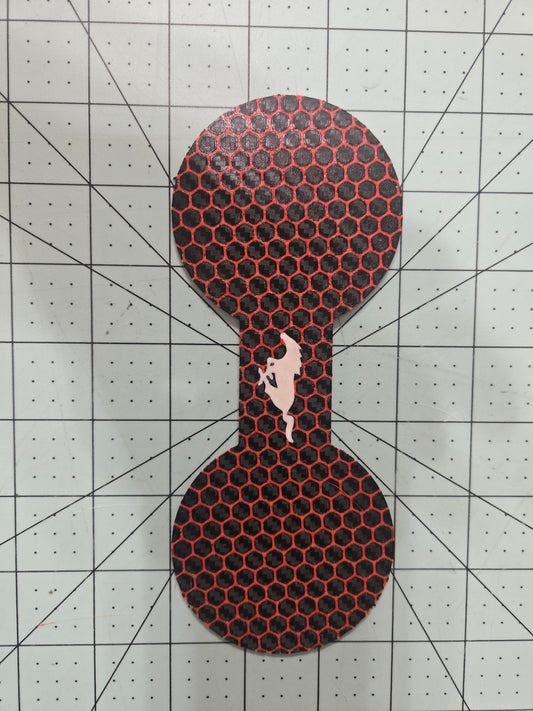 2024+ Ford Mustang Cup Holder Pad-Red Hexagon Pattern with Custom Color Pony Logo