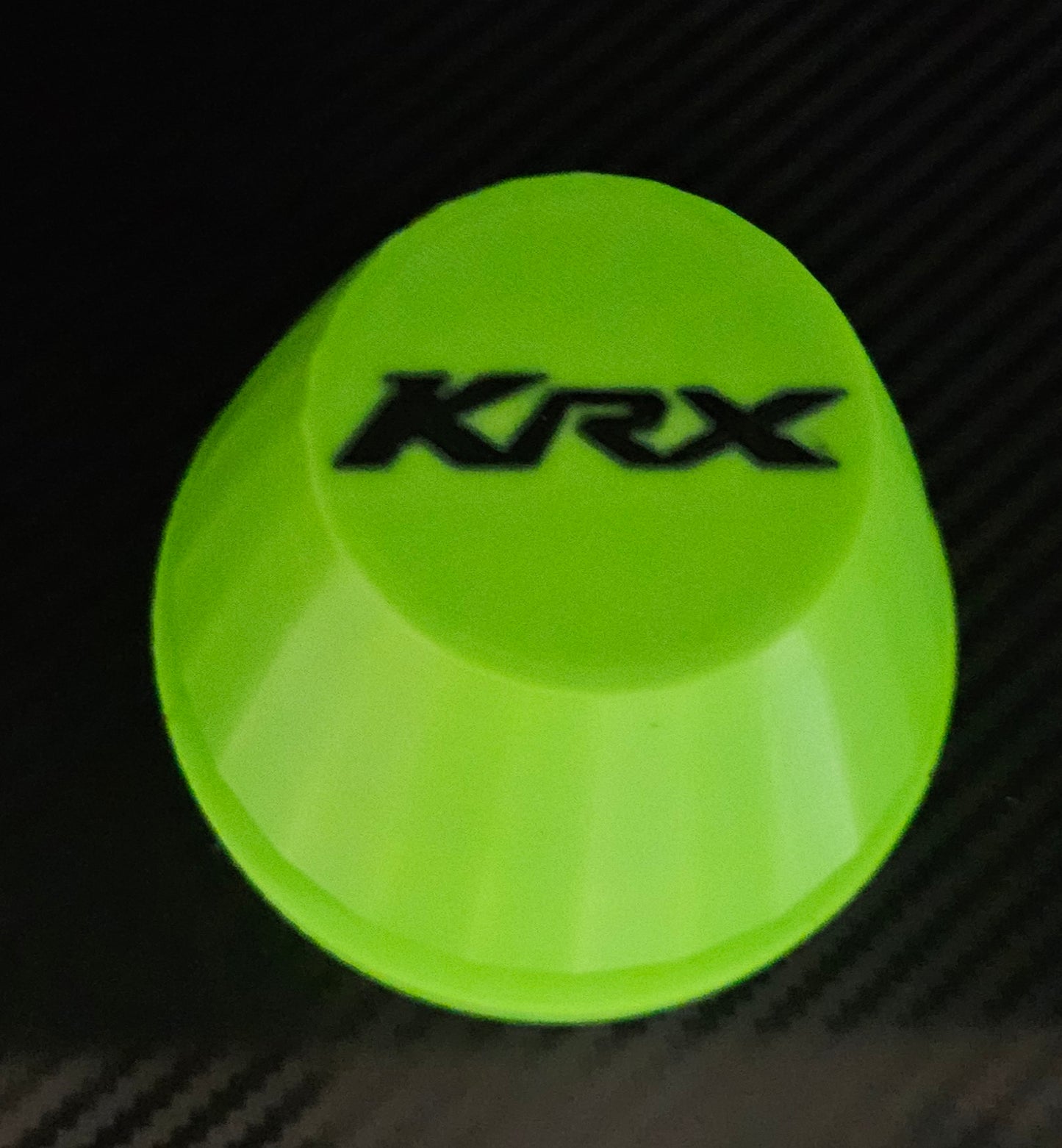 Set of 4 green center caps with black KRX logo for oem KRX1000 wheels