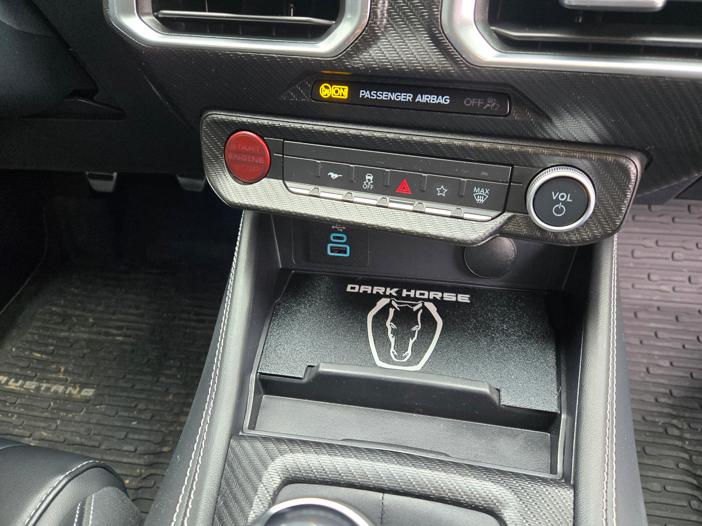 Ford 2024+ Dash Cubby Pad for Wireless Charger- Dark horse Logo