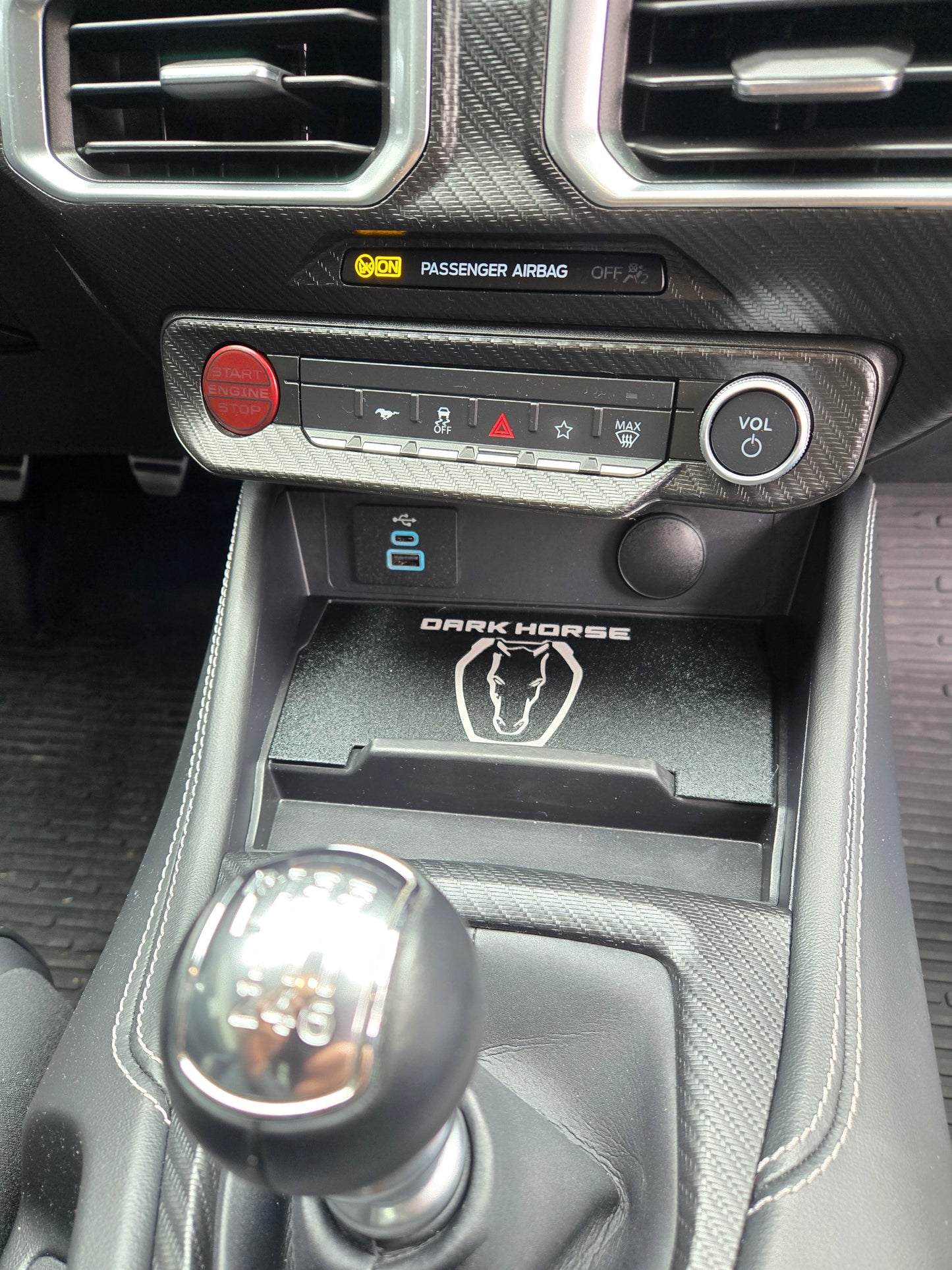 Ford 2024+ Dash Cubby Pad for Wireless Charger- Dark horse Logo