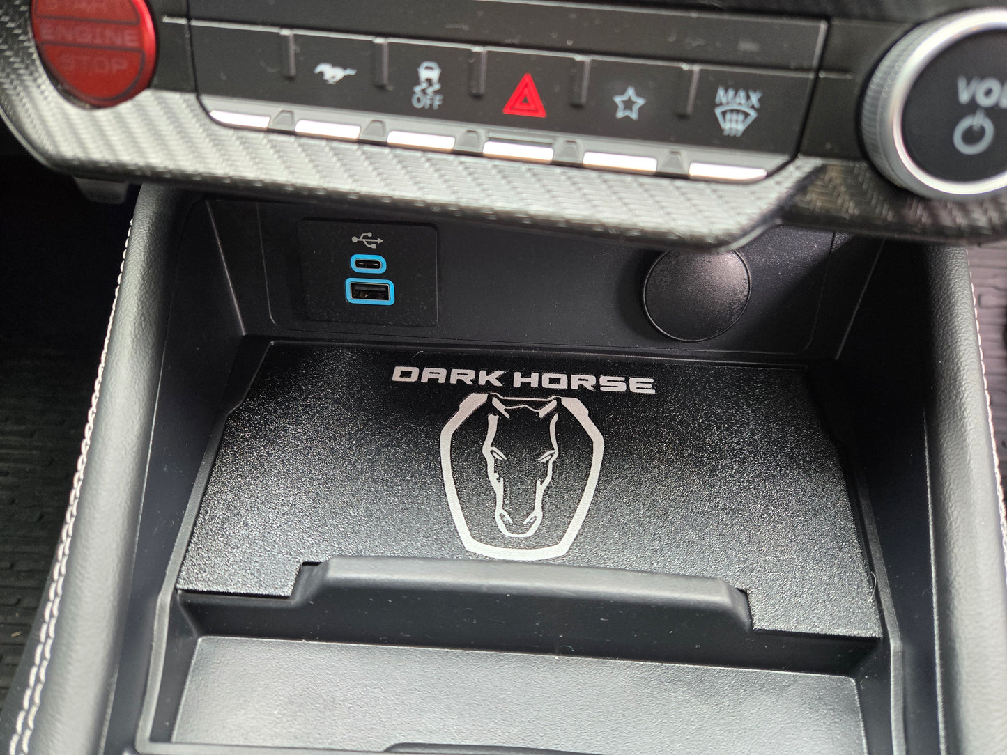 Ford 2024+ Dash Cubby Pad for Wireless Charger- Dark horse Logo