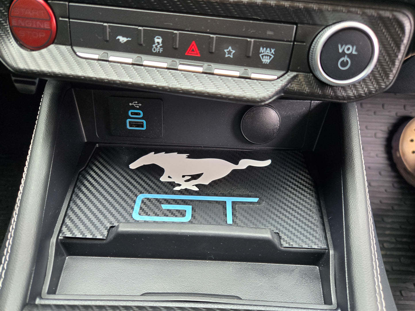 Ford 2024+ Dash Cubby Pad for Wireless Charger- Mustang and GT Logo