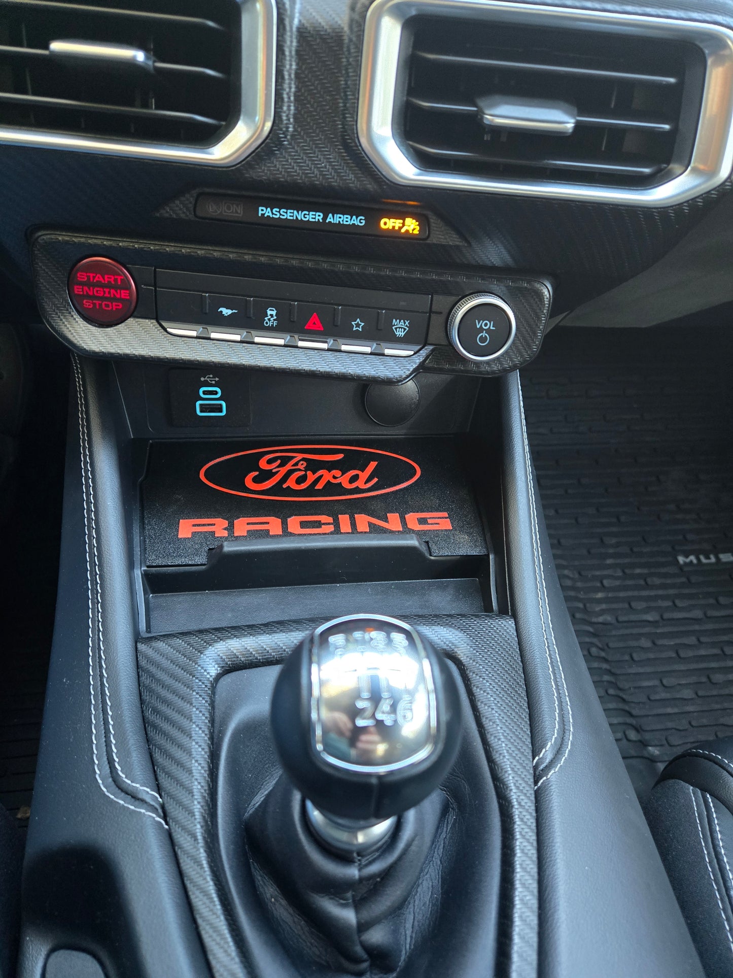 Ford 2024+ Dash Cubby Pad for Wireless Charger- FORD Racing Logo
