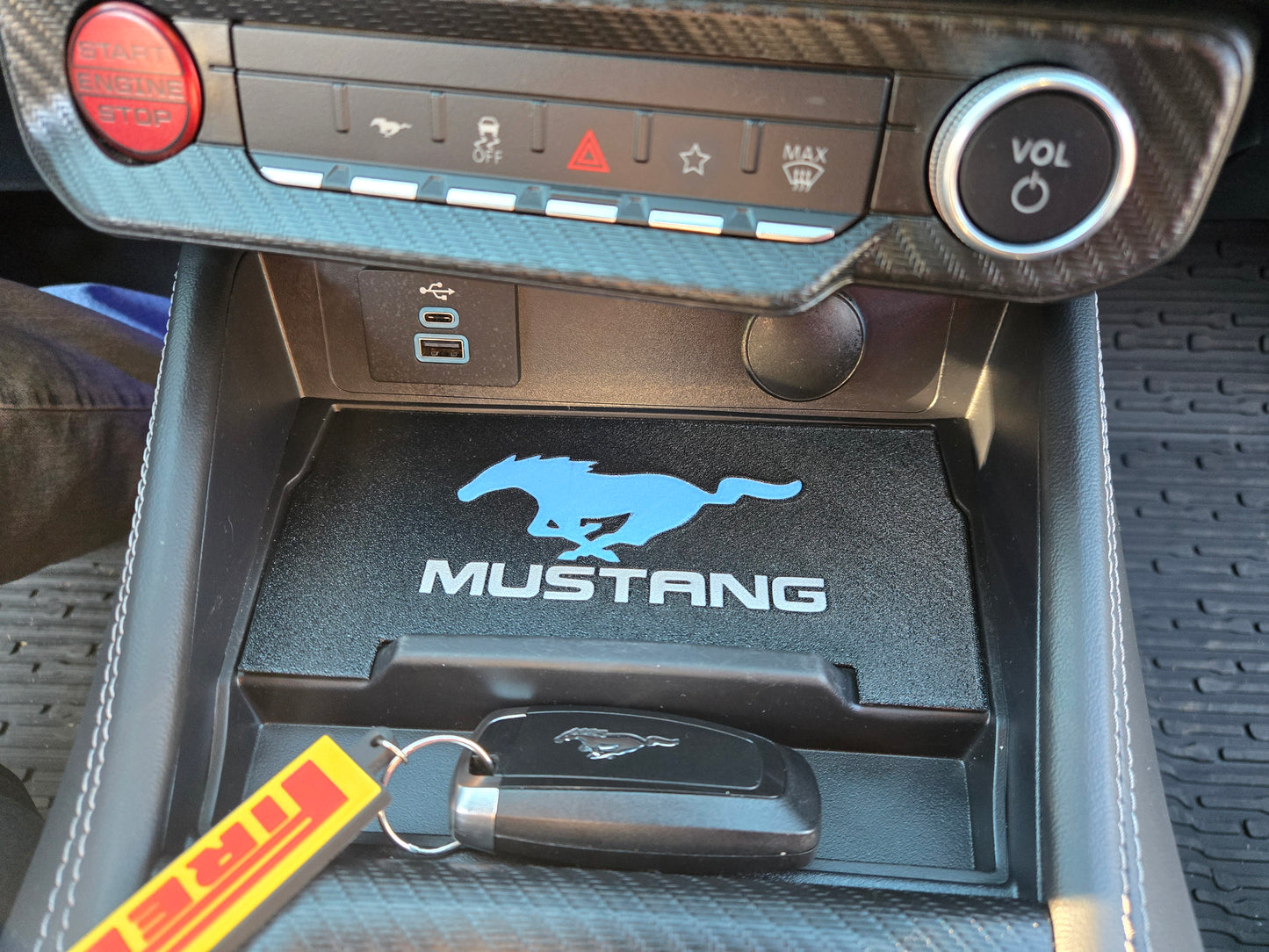 Ford 2024+ Dash Cubby Pad for Wireless Charger- Mustang Logo