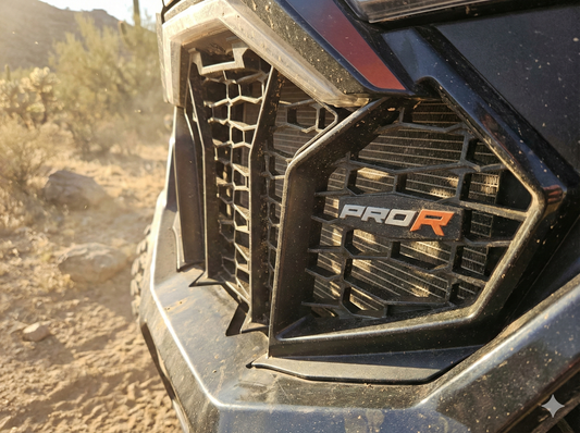Polaris RZR Pro R Grill Badge 2022-2024 Pro R (Grey PRO, Red R)