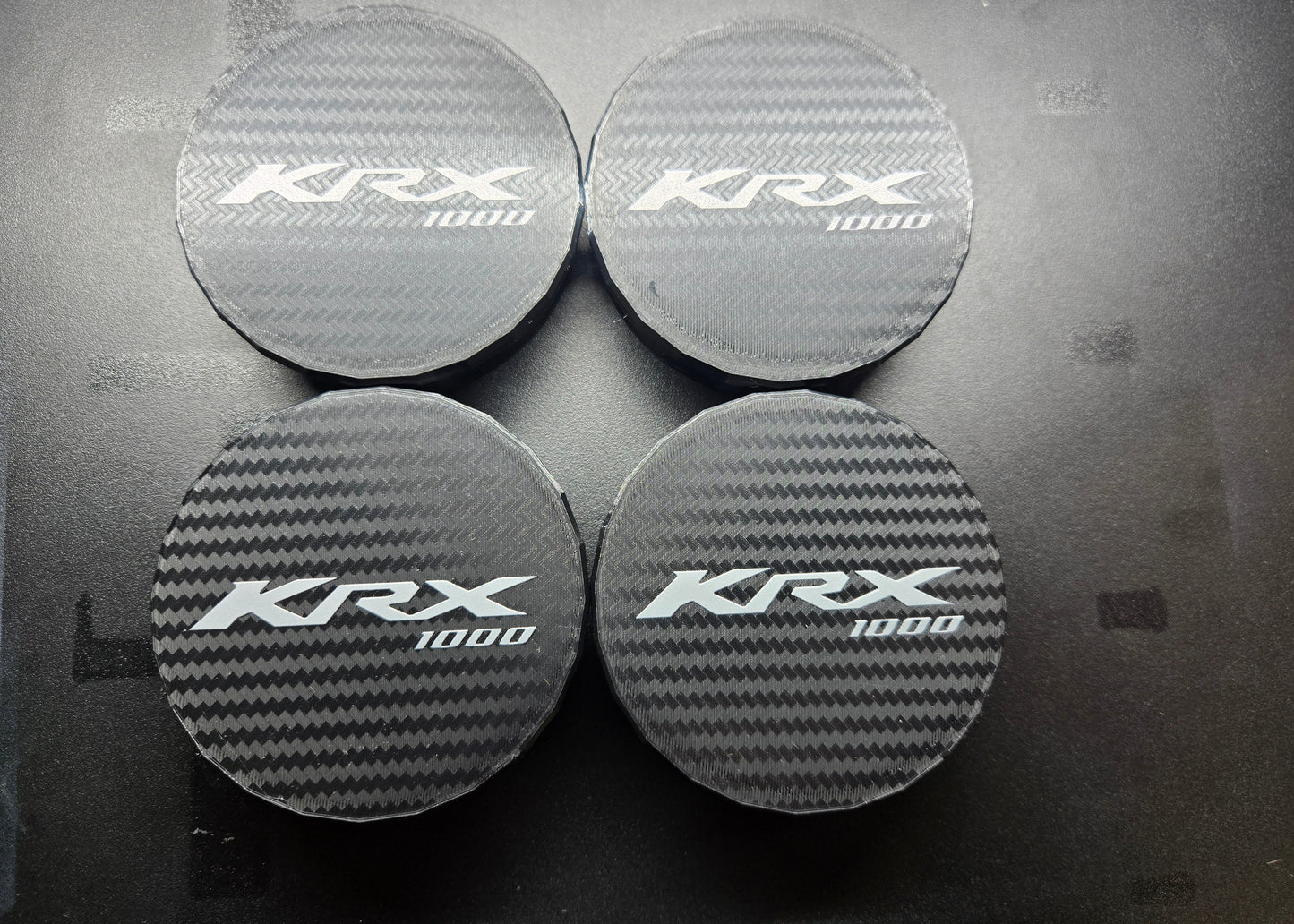 Low-Profile Center Caps for KRX1000 OEM Wheels customizable KRX logo color (Perfect for Wheel Spacers)