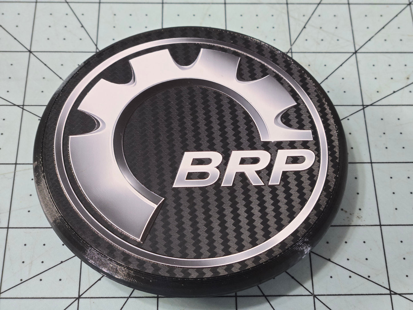 Can Am Maverick R OEM wheel black center caps with BRP logo