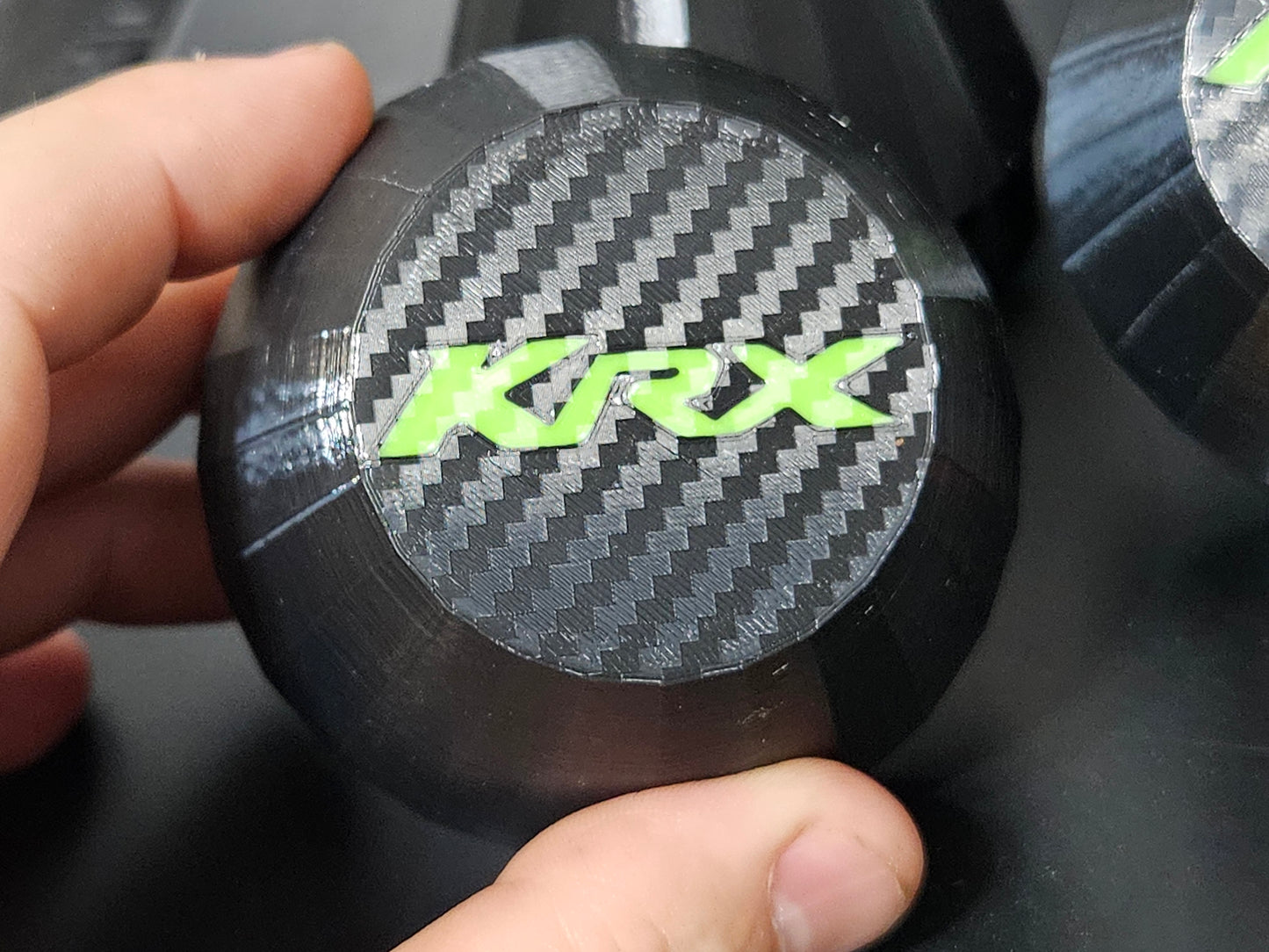 Carbon fiber pattern KRX1000 oem wheels center caps set of 4 Black caps with customizable KRX logo color