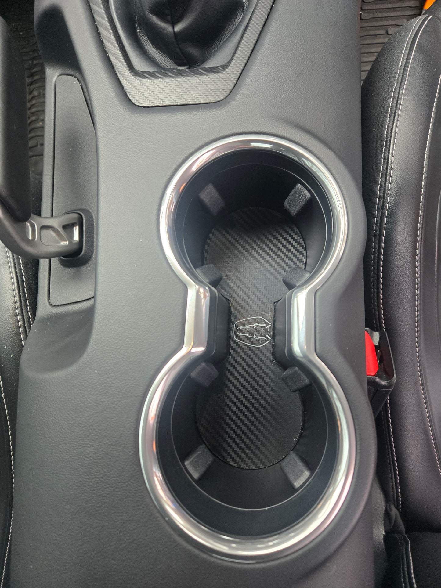2024+ Ford Mustang Cup Holder Pad-Black Pad with Custom Darkhorse Logo