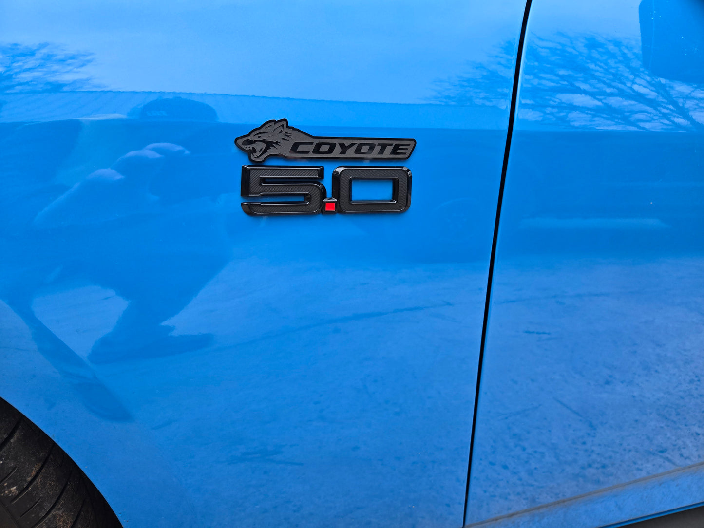 Brushed Metal Coyote Badges – Mustang 5.0 (Set of 2)